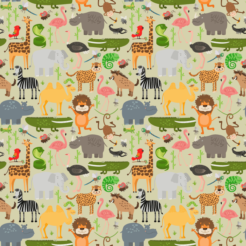 Dieren vinyl tapijt jungle dieren ontwerp - TenStickers
