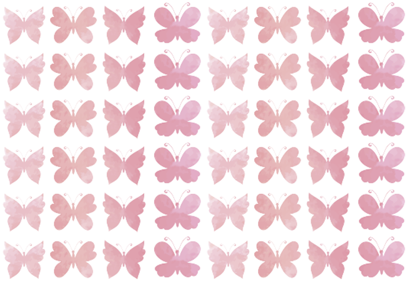 Dieren vinyl tapijt met roze vlinders ontwerp - TenStickers