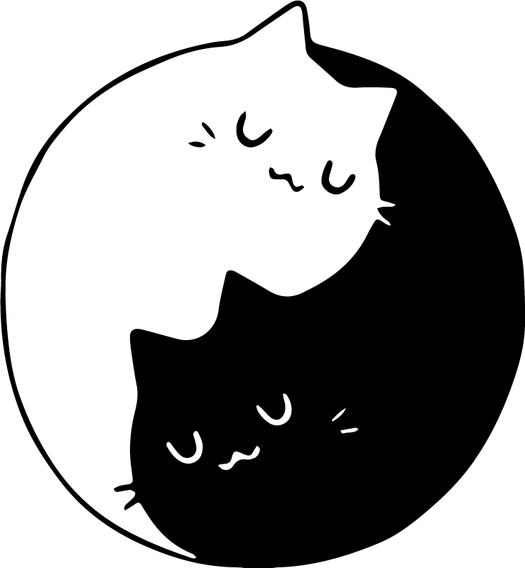 Dieren vinyl tapijt yin yang katten - TenStickers