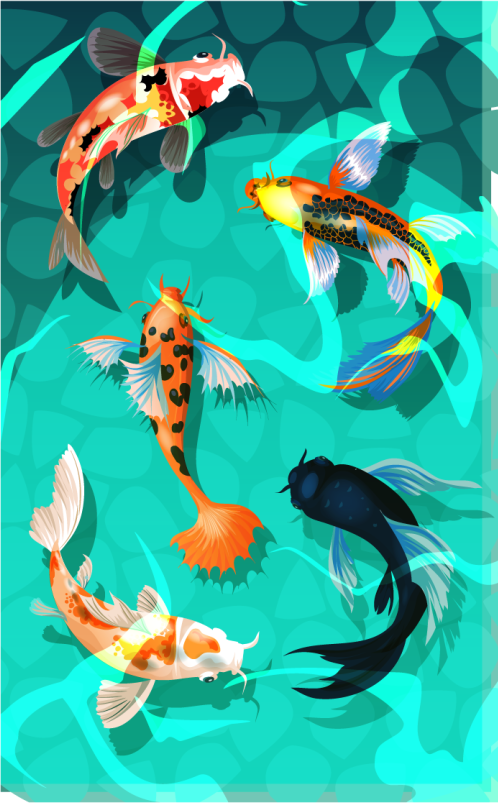 Dieren vinyl tapijt koi douche - TenStickers