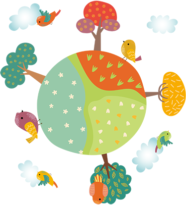 Dieren vinyl tapijt lente witte cirkel - TenStickers