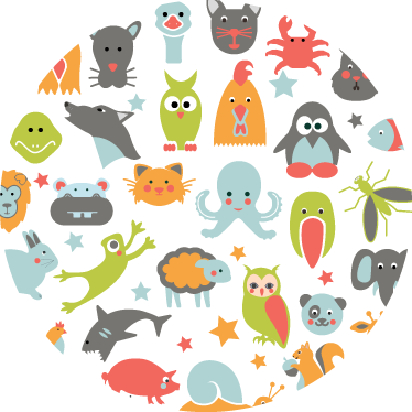 Dieren vinyl tapijt dieren in een cirkel - TenStickers