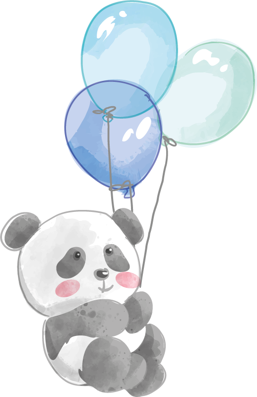 Dieren vinyl tapijt baby banda met drie ballonnen - TenStickers