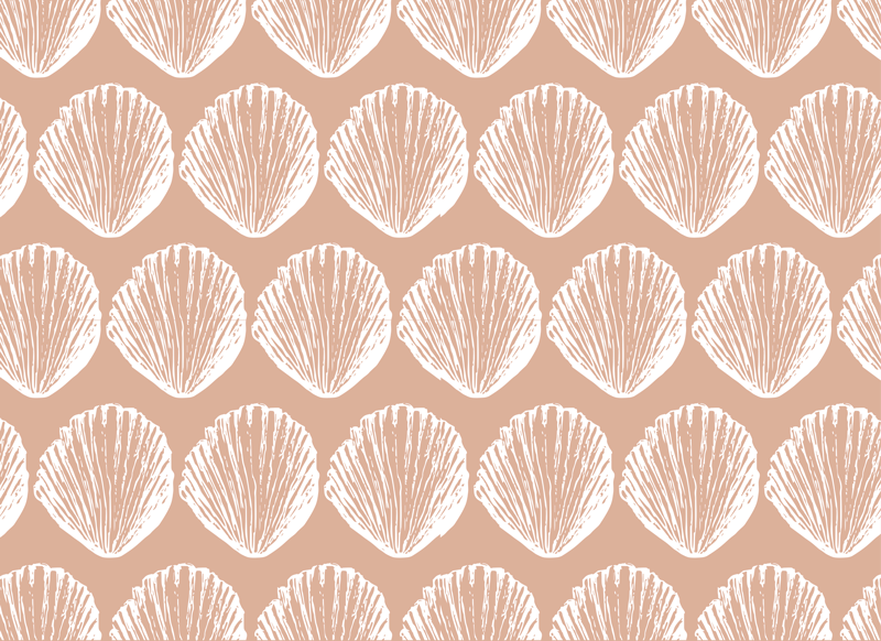 Dieren vinyl tapijt retro schelpenspatroon beige - TenStickers