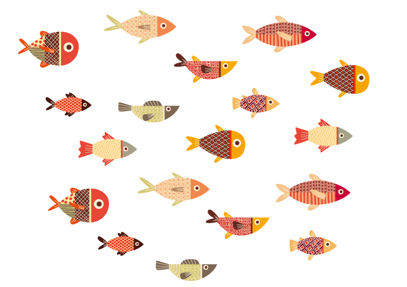 Dieren vinyl tapijt ronde kleurige vissen - TenStickers