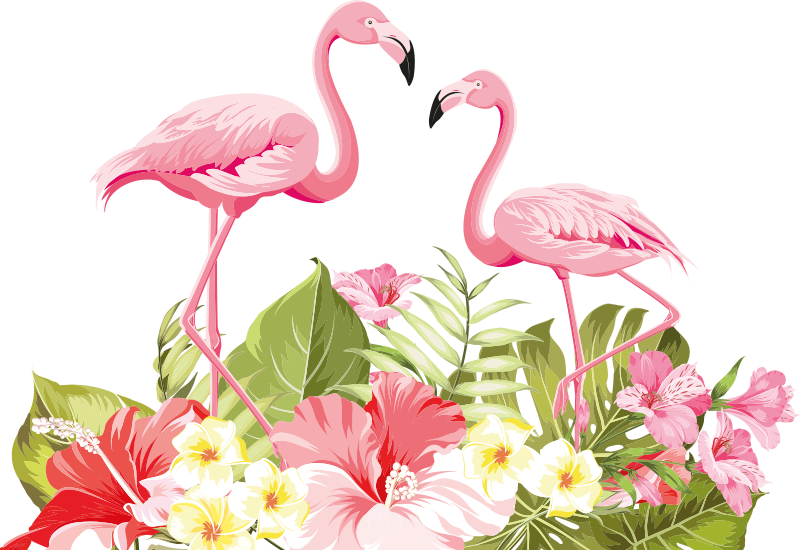 Dieren vinyl tapijt tropische bloem flamingo - TenStickers