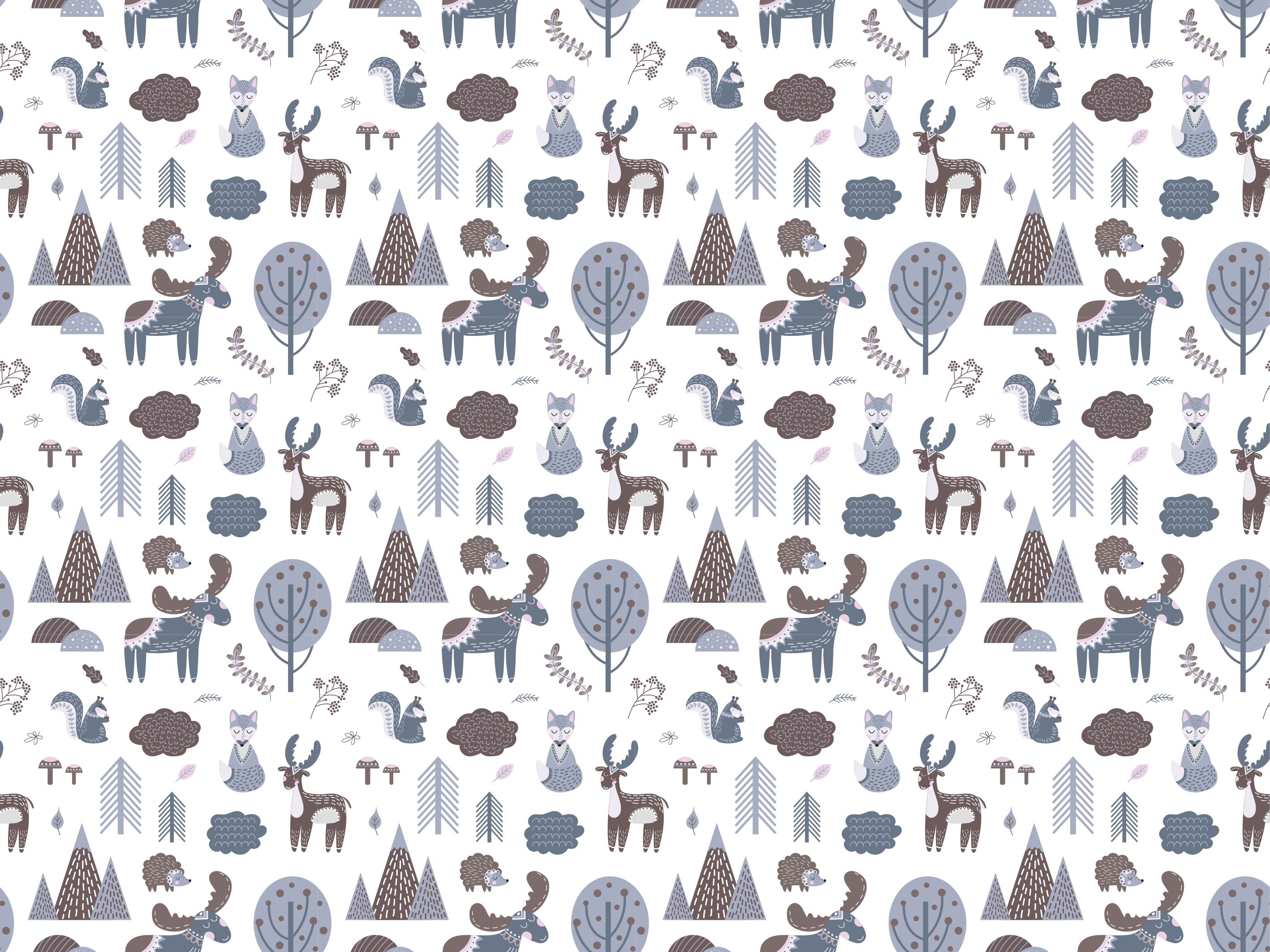Dieren vinyl tapijt nordic grijze dieren - TenStickers