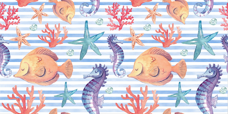Dieren vinyl tapijt zeedieren tegels - TenStickers