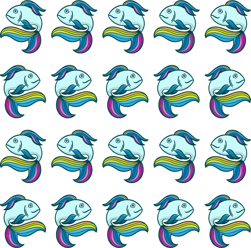 Dieren vinyl tapijt blauwe neonvis - TenStickers