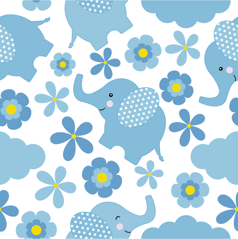 Dieren vinyl tapijt blauwe babyolifanten - TenStickers