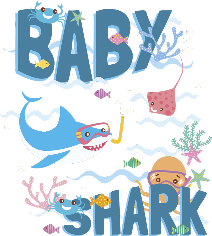 Dieren vinyl tapijt babyblauwe haai - TenStickers