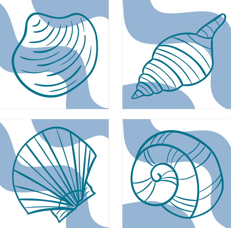 Dieren vinyl tapijt met schelpenpatronen - TenStickers