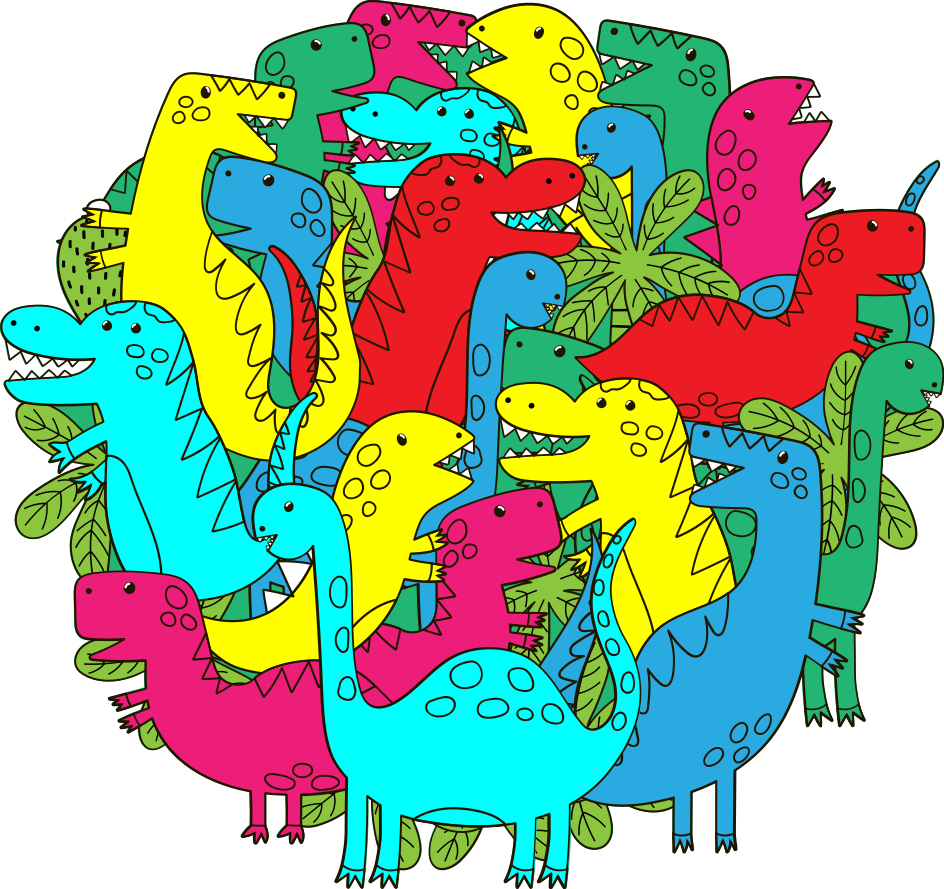 Dieren vinyl tapijt ronde kleurrijke dinosaurus voor kinderen - TenStickers