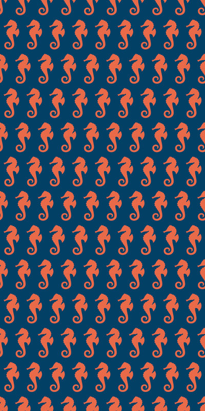 Dieren vinyl tapijt oranje zeepaard patroon - TenStickers