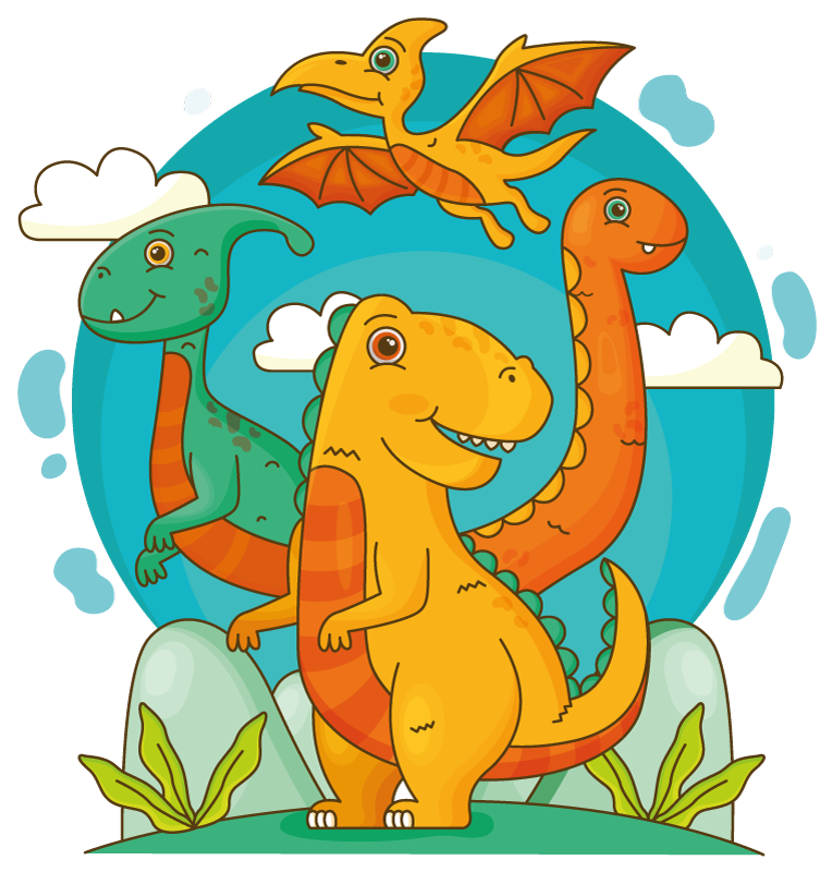 Dieren vinyl tapijt dinosaurussen in de jungle - TenStickers