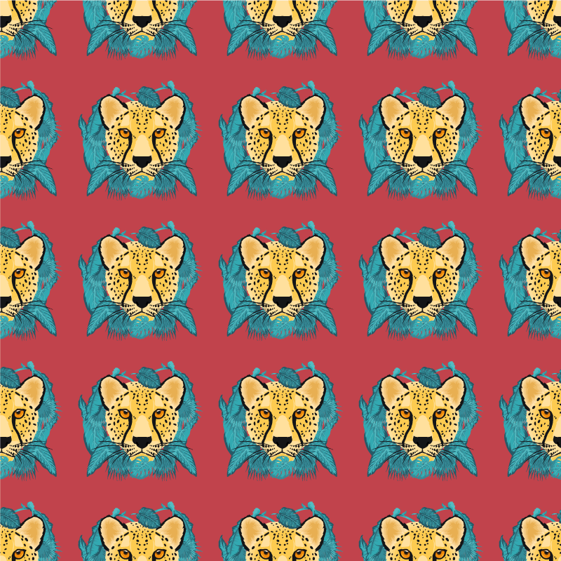 Dieren vinyl tapijt met oosters stijl luipaard grafiek - TenStickers