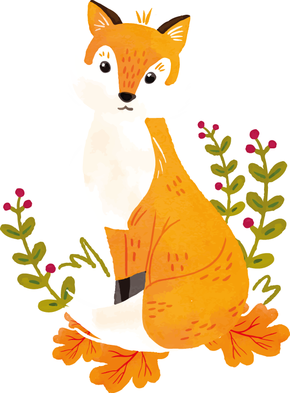 Dieren vinyl tapijt watercolor vos - TenStickers