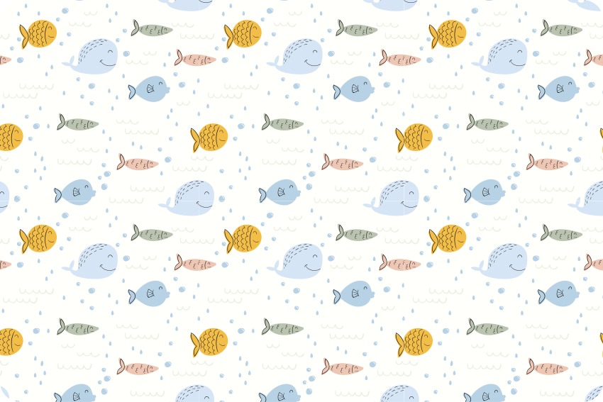 Dieren vinyl tapijt cartoon multicolor vissen - TenStickers