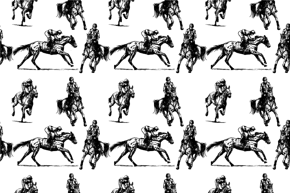 Dieren vinyl tapijt zwart-wit paardenpatroon - TenStickers