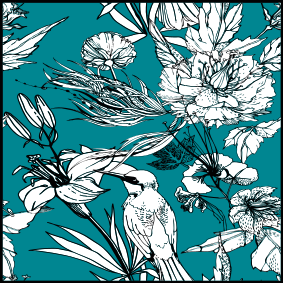 Dieren vinyl tapijt elegant patroon van witte vogels - TenStickers