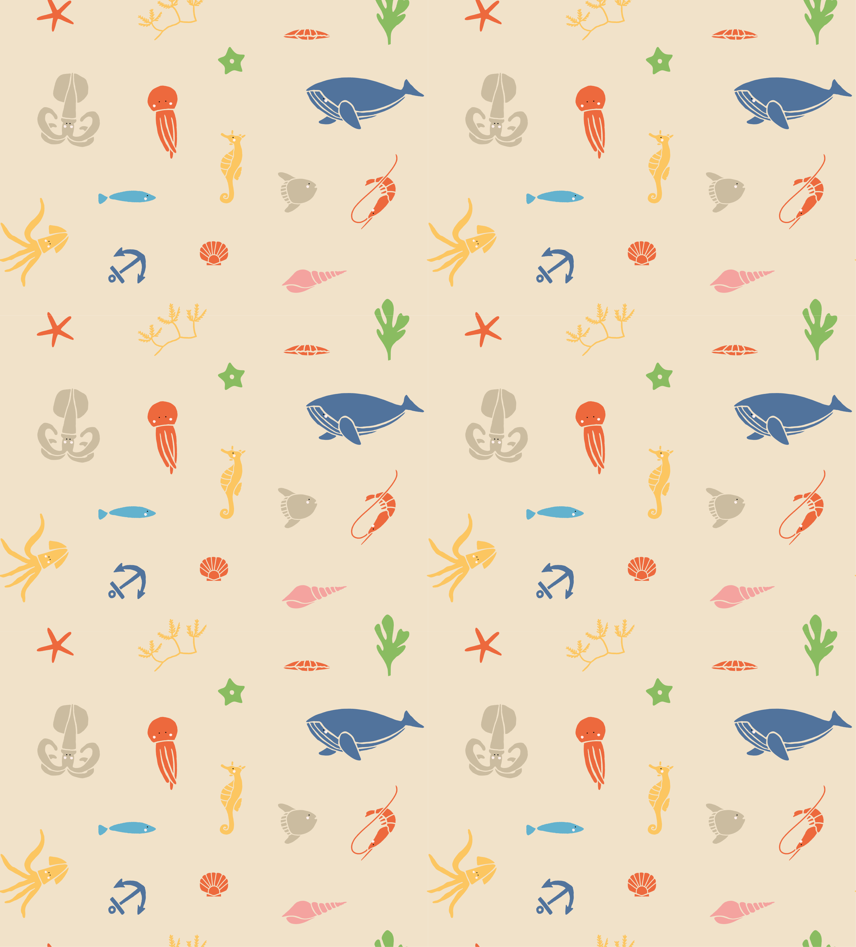 Dieren vinyl tapijt met zeedieren patroon - TenStickers