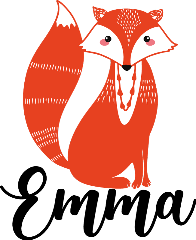 Dieren vinyl tapijt nordic vos met naam - TenStickers
