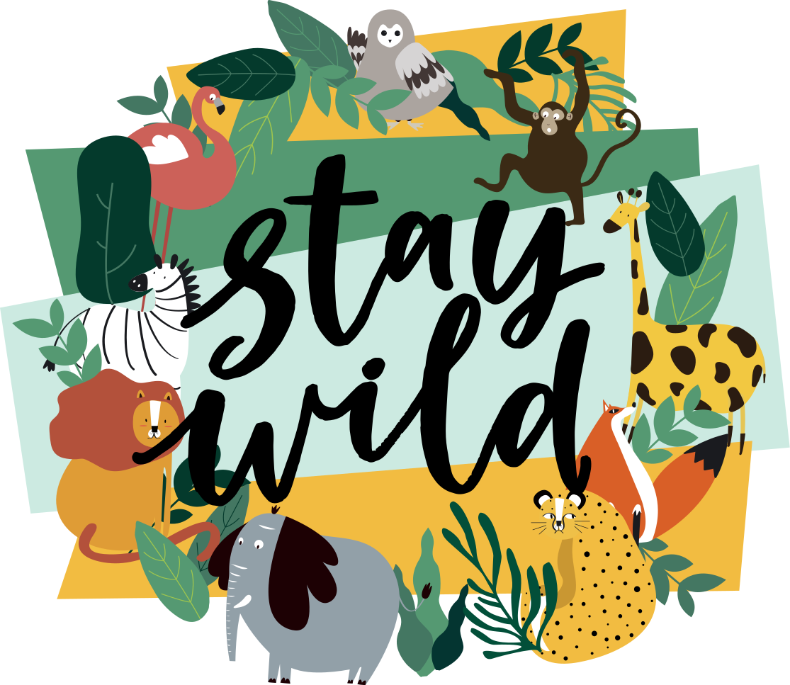 Dieren vinyl tapijt jungle dieren kroon - TenStickers