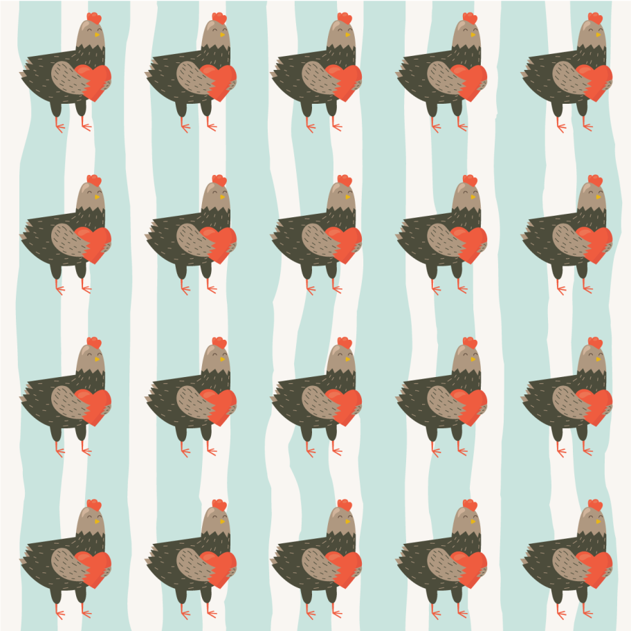 Dieren vinyl tapijt witte strepen en kippen - TenStickers