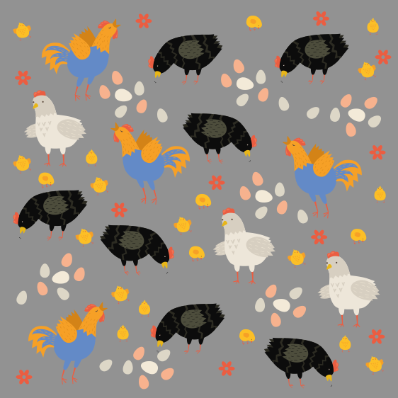 Dieren vinyl tapijt kippen in het hok patroon - TenStickers