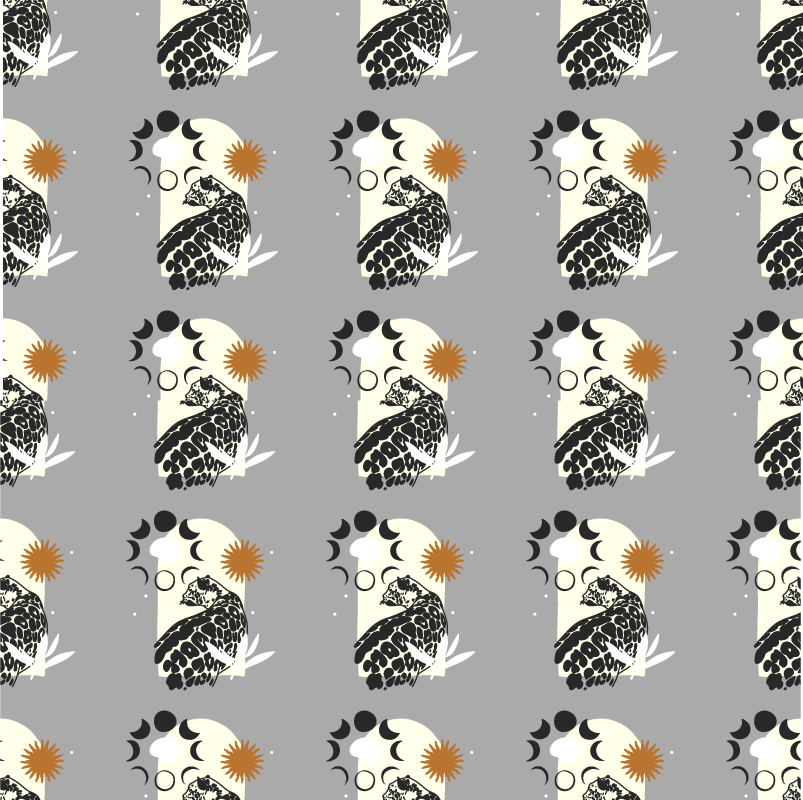 Dieren vinyl tapijt zwart luipaard onder maanpatroon - TenStickers