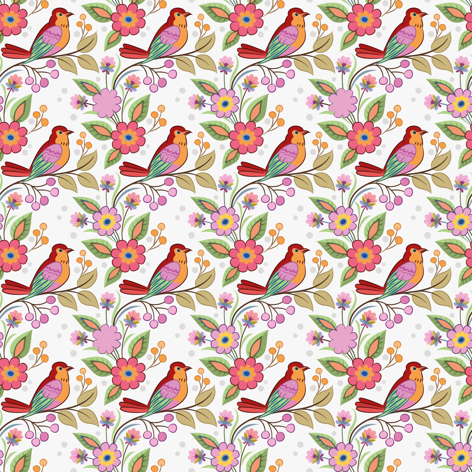 Dieren vinyl tapijt rode en oranje vogel op groene boom - TenStickers