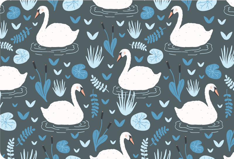 Dieren vinyl tapijt elegant wit zwanenpatroon - TenStickers