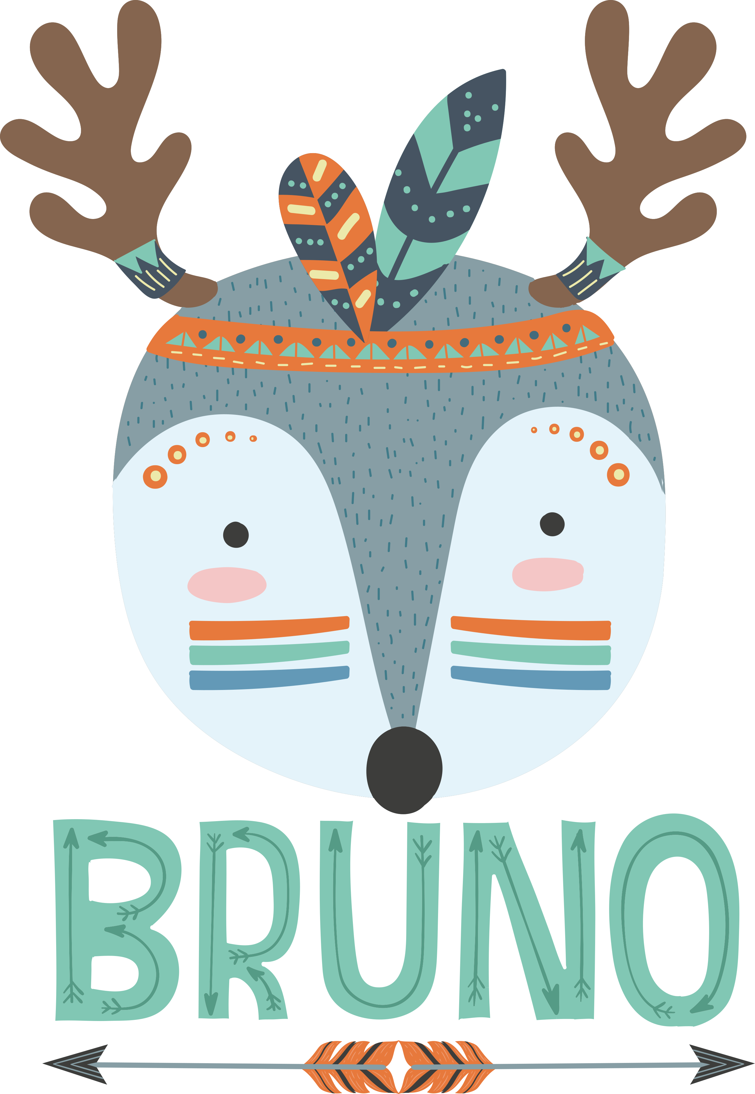 Dieren vinyl tapijt nordic hert met naam - TenStickers