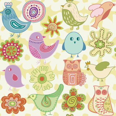 Dieren vinyl tapijt met kleurrijke vogelmotieven - TenStickers