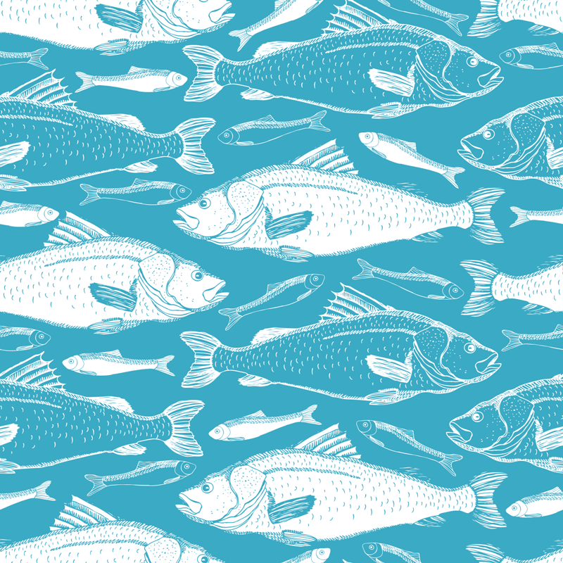 Dieren vinyl tapijt met aquatisch vissenpatroon - TenStickers
