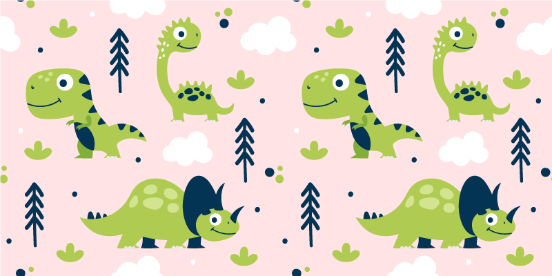 Dieren vinyl tapijt speelse dinosaurusthema - TenStickers