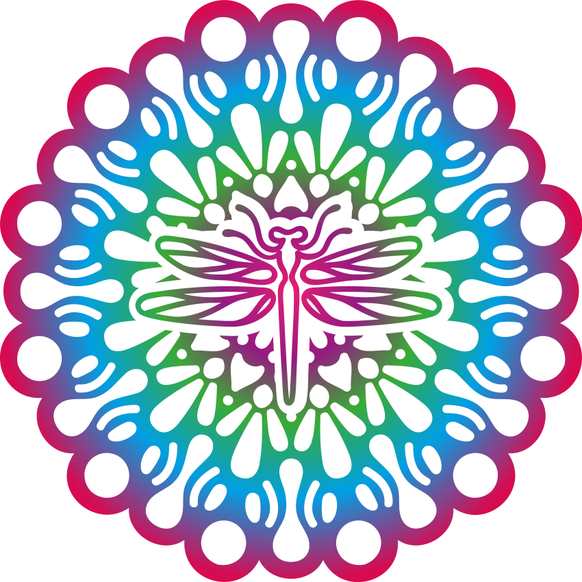 Dieren vinyl tapijt kleurvolle libelle mandala - TenStickers