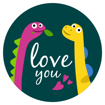 Dieren vinyl tapijt schattige dinosaurus liefde - TenStickers