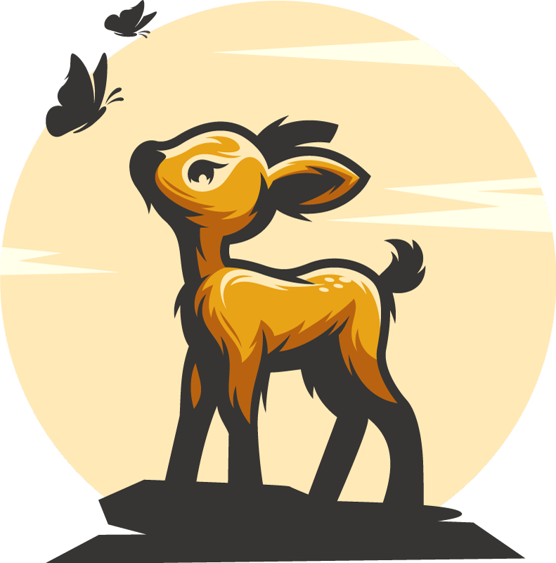 Dieren vinyl tapijt herten en vlinders - TenStickers