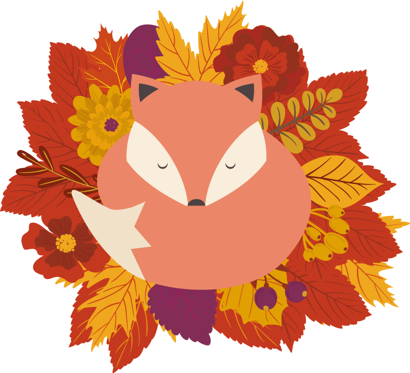 Dieren vinyl tapijt vos met bladeren - TenStickers