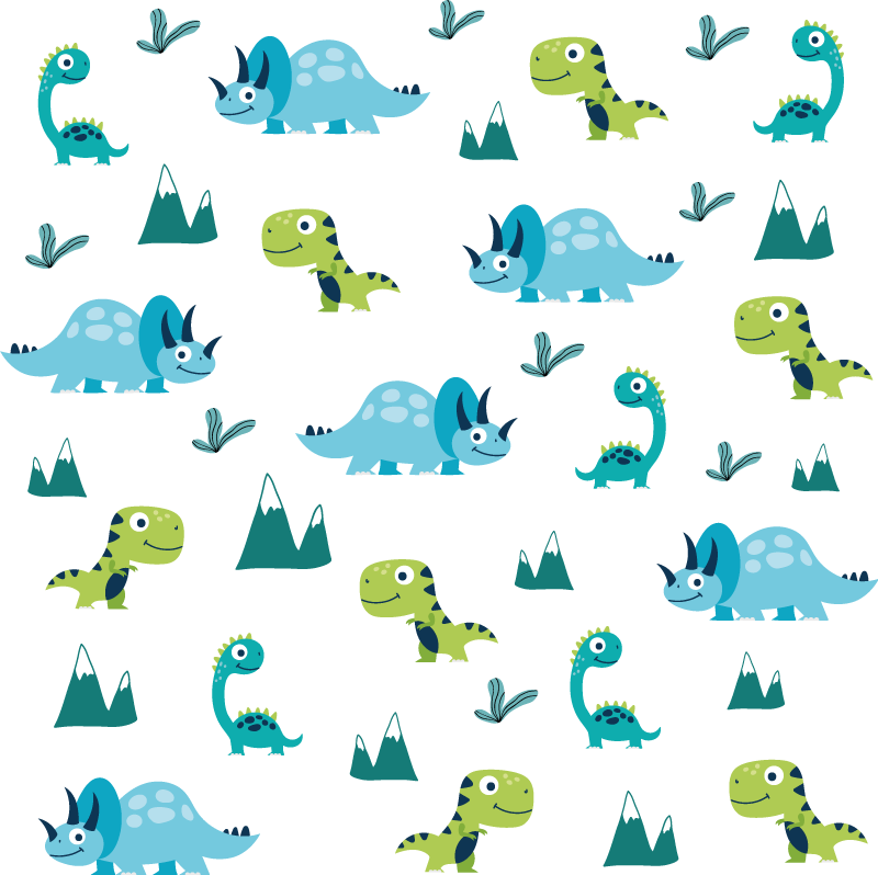 Dieren vinyl tapijt speelse dino patronen - TenStickers