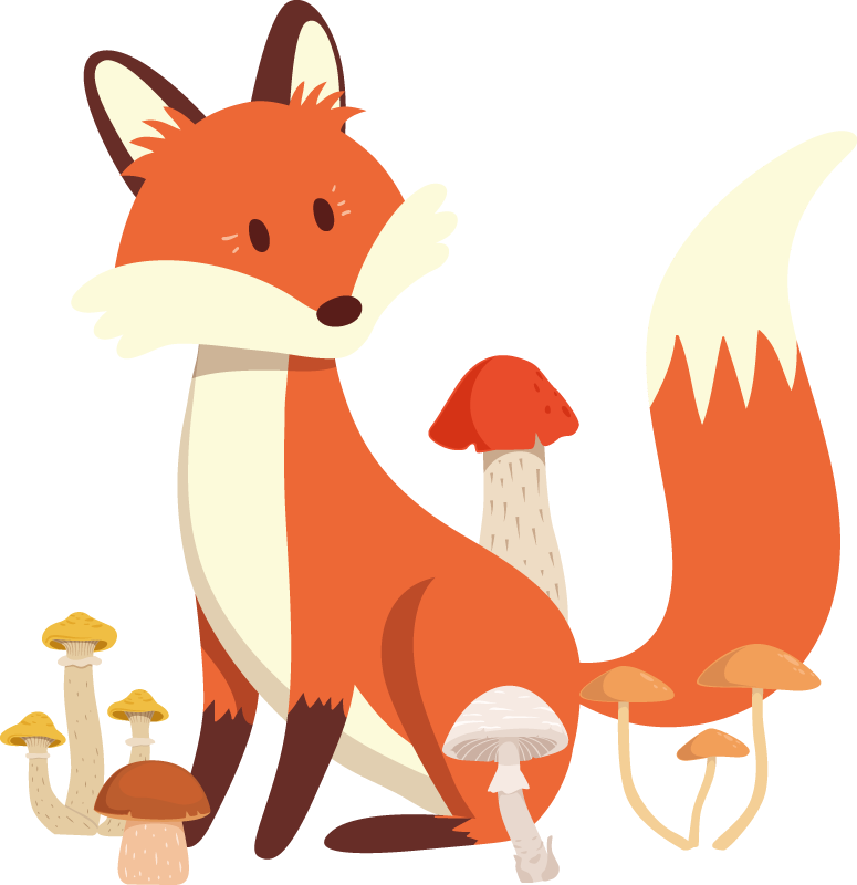 Dieren vinyl tapijt met speelse vos kunst - TenStickers