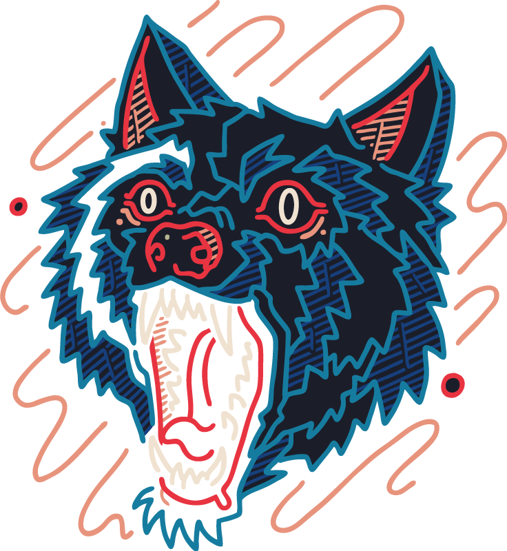 Dieren vinyl tapijt uilende wolf afbeelding - TenStickers