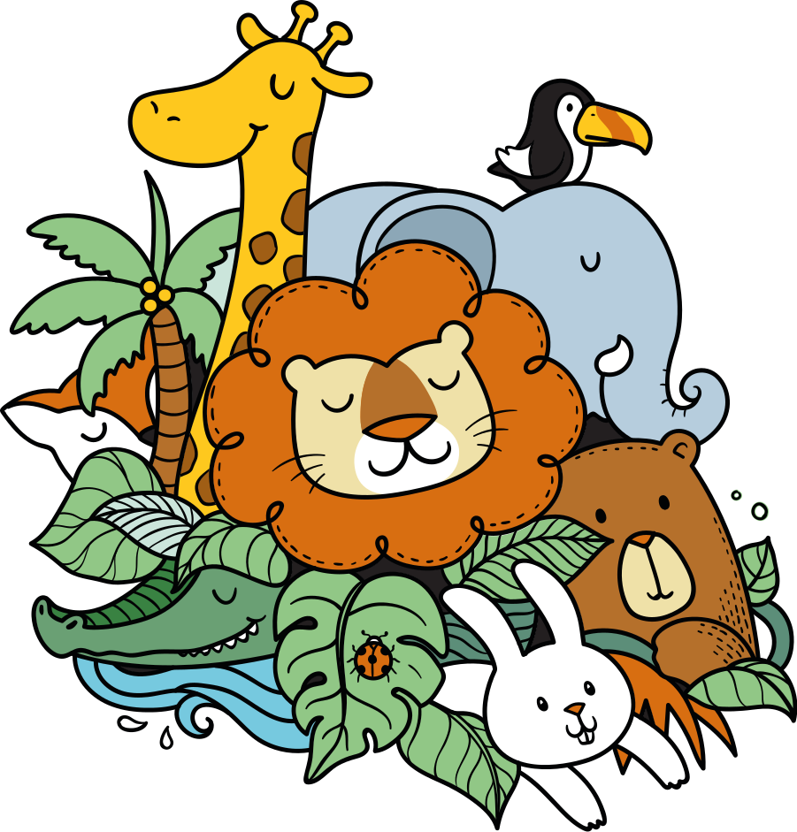 Dieren vinyl tapijt speelse dieren scene - TenStickers