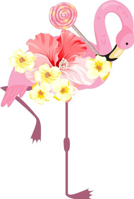 Dieren vinyl tapijt flamingo bloemen ontwerp - TenStickers