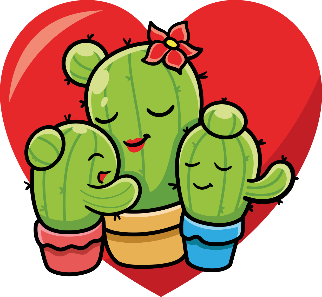 Dieren vinyl tapijt cactus familie liefde - TenStickers