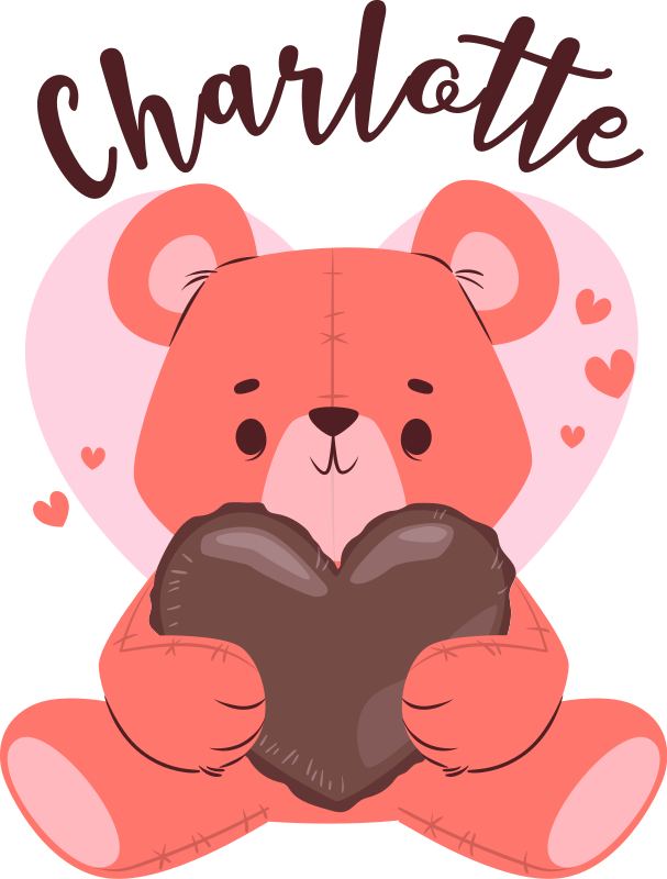 Dieren vinyl tapijt schattige beer met hart - TenStickers