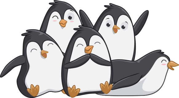 Dieren vinyl tapijt gelukkige pinguïn familie - TenStickers