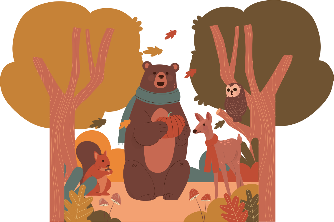 Dieren vinyl tapijt herfst bosdieren - TenStickers