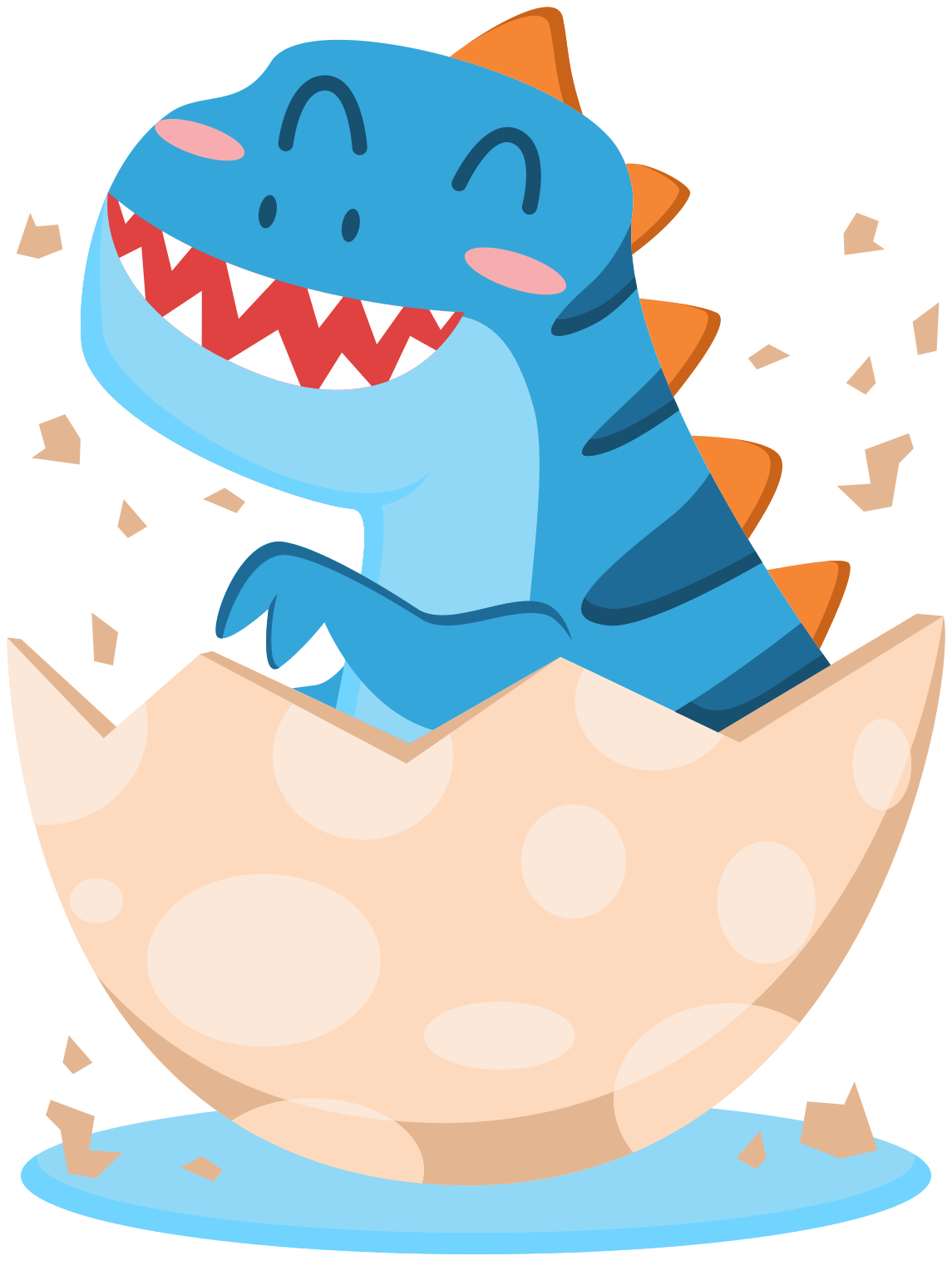 Dieren vinyl tapijt blije uitkomende dinosaurus - TenStickers